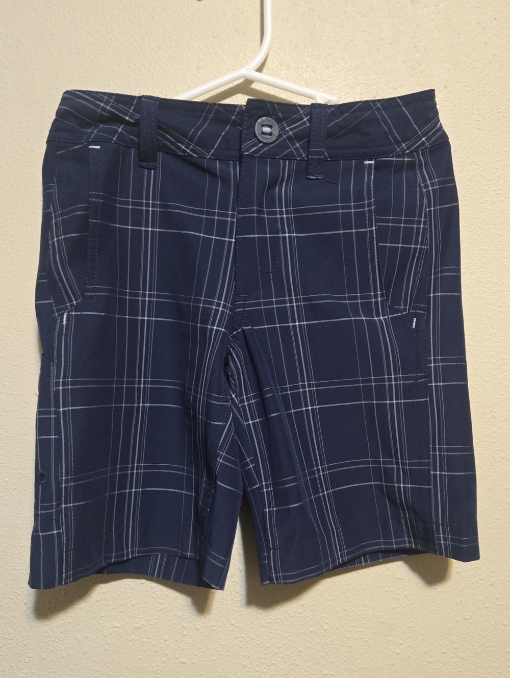 L.L. Bean Navy and White Windowpane Plaid Shorts